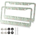 thumbnail image 1 of Vintage Garden License Plate Frame - 2 Pack Universal Stainless Steel License Plate Holder with Screws & Chrome Caps, 2 Holes Car License Plate Cover for US Vehicles Home Decor, 1 of 7