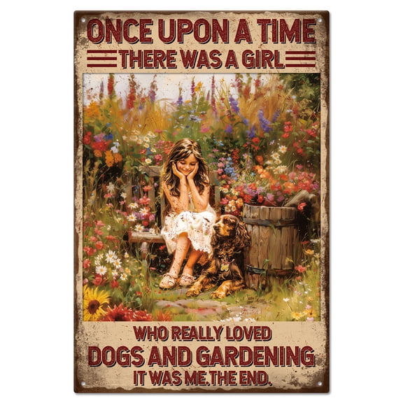Vintage Garden Metal Tin Sign 812inch Retro Loves Dogs and Gardening Tin Room Door Sign Tin Painting Art Plaque Poster Wall Decor for Home Living