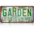 thumbnail image 1 of Vintage Garden Metal Tin Sign License Plate Wall Decor for Garden Lover 12 x 6 Inches - life is better in the garden, 1 of 5