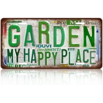 Vintage Garden Metal Tin Sign License Plate Wall Decor for Garden Lover 12 x 6 Inches - my happy place