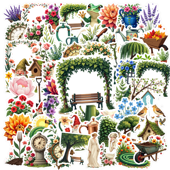 Vintage Gardening Stickers, Waterproof Plants Sticker for Water Bottle Laptop Phone Cases Planner Skateboard Luggage Helmet Party Favor Decor, Ideal for Adults Teens Teacher Rewards