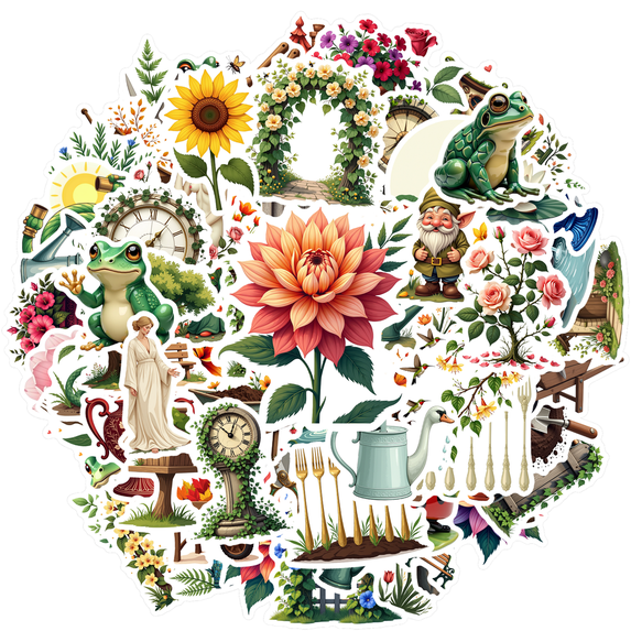Vintage Gardening Stickers, Waterproof Plants Sticker for Water Bottle Laptop Phone Cases Planner Skateboard Luggage Helmet Party Favor Decor, Ideal for Adults Teens Teacher Rewards