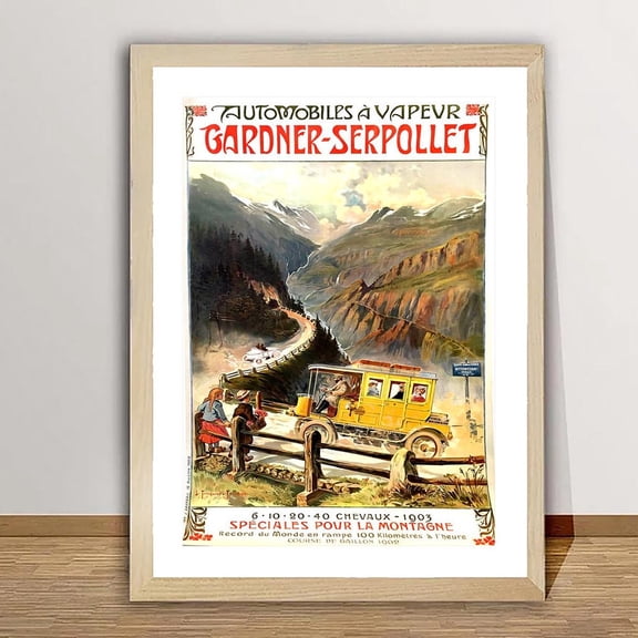Vintage Gardner Serpollet Automobile Poster - Retro Steam Car Wall Art