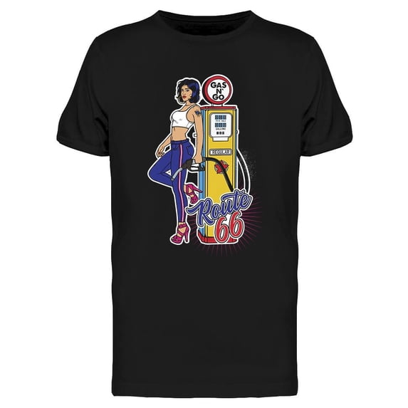 Vintage Gas Pump Pin-Up Girl T-Shirt Men -Image by Shutterstock, Male Large