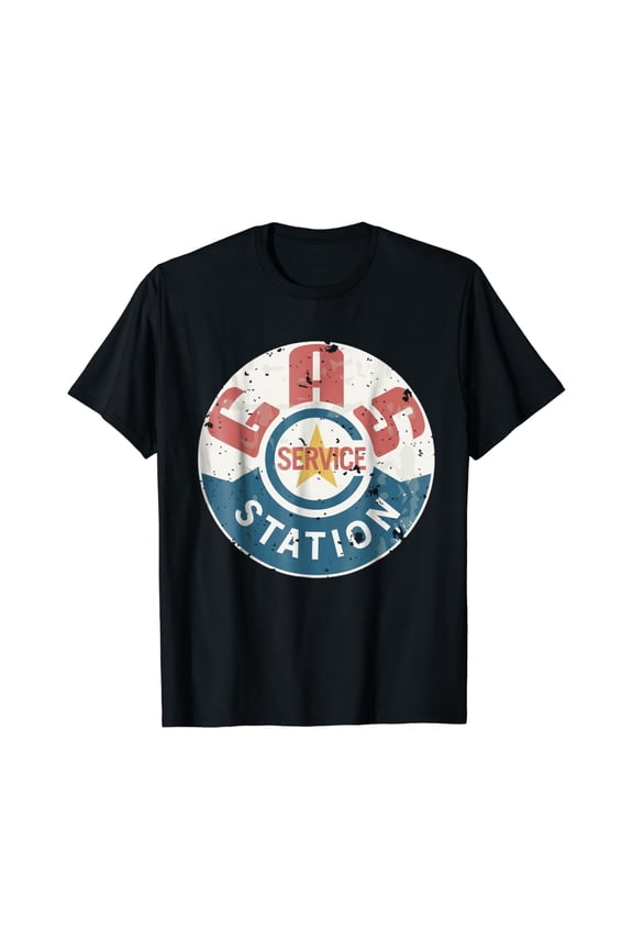 Vintage Gas Station Distressed Retro Graphic Apparel T-Shirt