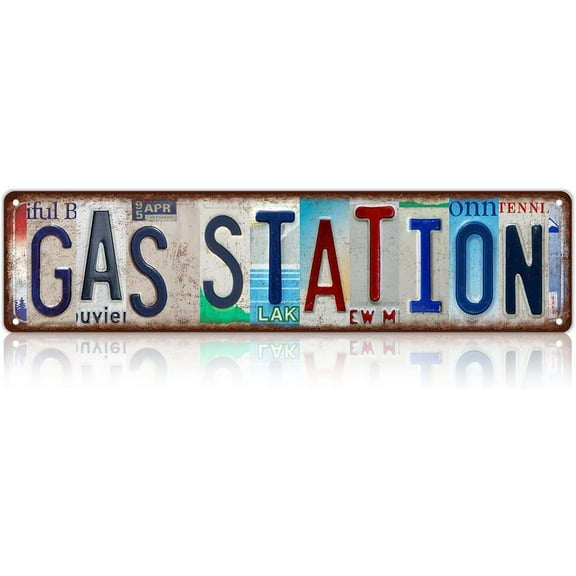 Vintage Gas Station Metal Tin Signs Street Signs Wall Decor 4"x16"