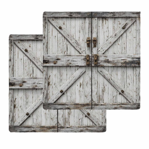 Vintage Gate Kitchen Dish Towels for Drying Dishes Set of 2, Farmhouse Wooden Grain Shabby Chic Door Waffle Weave Microfiber Hand Tea Bathroom Towels Quick Dry & Absorbent Towel 12x12