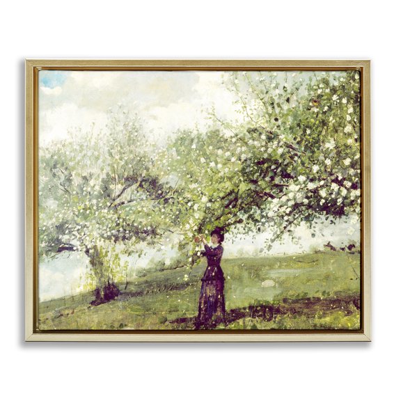 Stupell Industries Vintage Gathering Blossoms Gold Framed Floater Canvas Wall Art, design by Leah Straatsma, 17 x 21