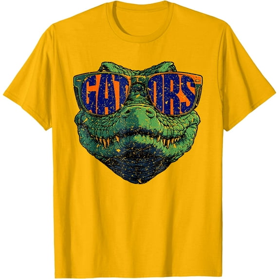 Vintage Gators Personalized Name Apparel Retro Classic Softstyle Unisex T-Shirt,Gold Color,Size 3XL