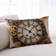 Vintage Gear Clocks Throw Pillow Covers, Modern Retro Mechanical Clocks Soft Breathable Pillow Cases with Invisible Zipper for Sleeping, Toddler Pillowcases for Couch Bed Sofa Chair 12x20 Inches