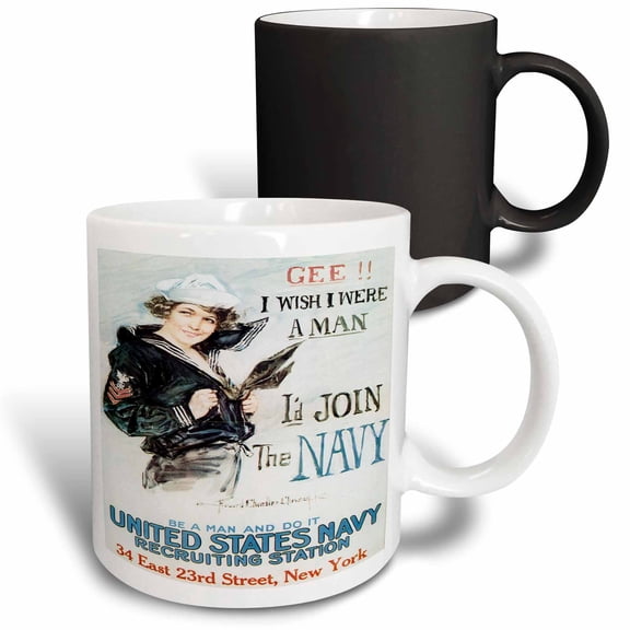Vintage Gee I Wish I Were A Man Navy Recruiting Poster 11oz Magic Transforming Mug mug-149373-3