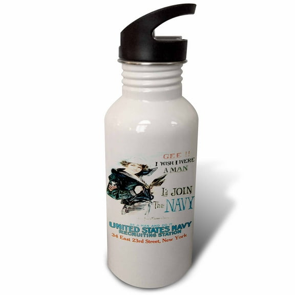 Vintage Gee I Wish I Were A Man Navy Recruiting Poster 21 oz Sports Water Bottle wb-149373-1
