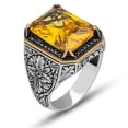 thumbnail image 1 of Vintage Gemstone Ring-Gift for Him and Her-925k Turkish Handmade Sterling Silver Yellow Zircon Ring, 1 of 5