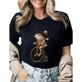 thumbnail image 1 of Vintage Gentleman Frog on Penny Farthing Graphic Tees Womens T-shirt Black/White S-5XL Shirts Victorian Whimsy Tops, 1 of 4