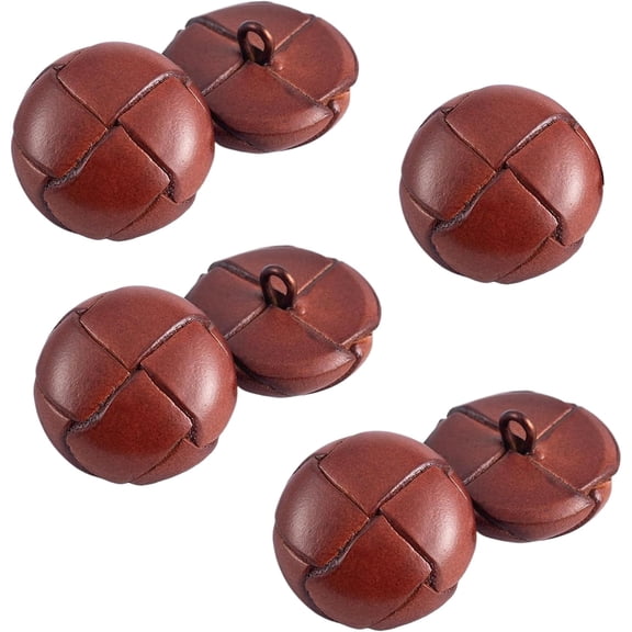Vintage Genuine Leather Button: 7Pcs Genuine Leather Covered 20 mm Brown Leathers Buttons for Clothes Dress Coats Jackets Sweaters Blazers Jeans Handicrafts Fall Sewing Accessories (Coffee)