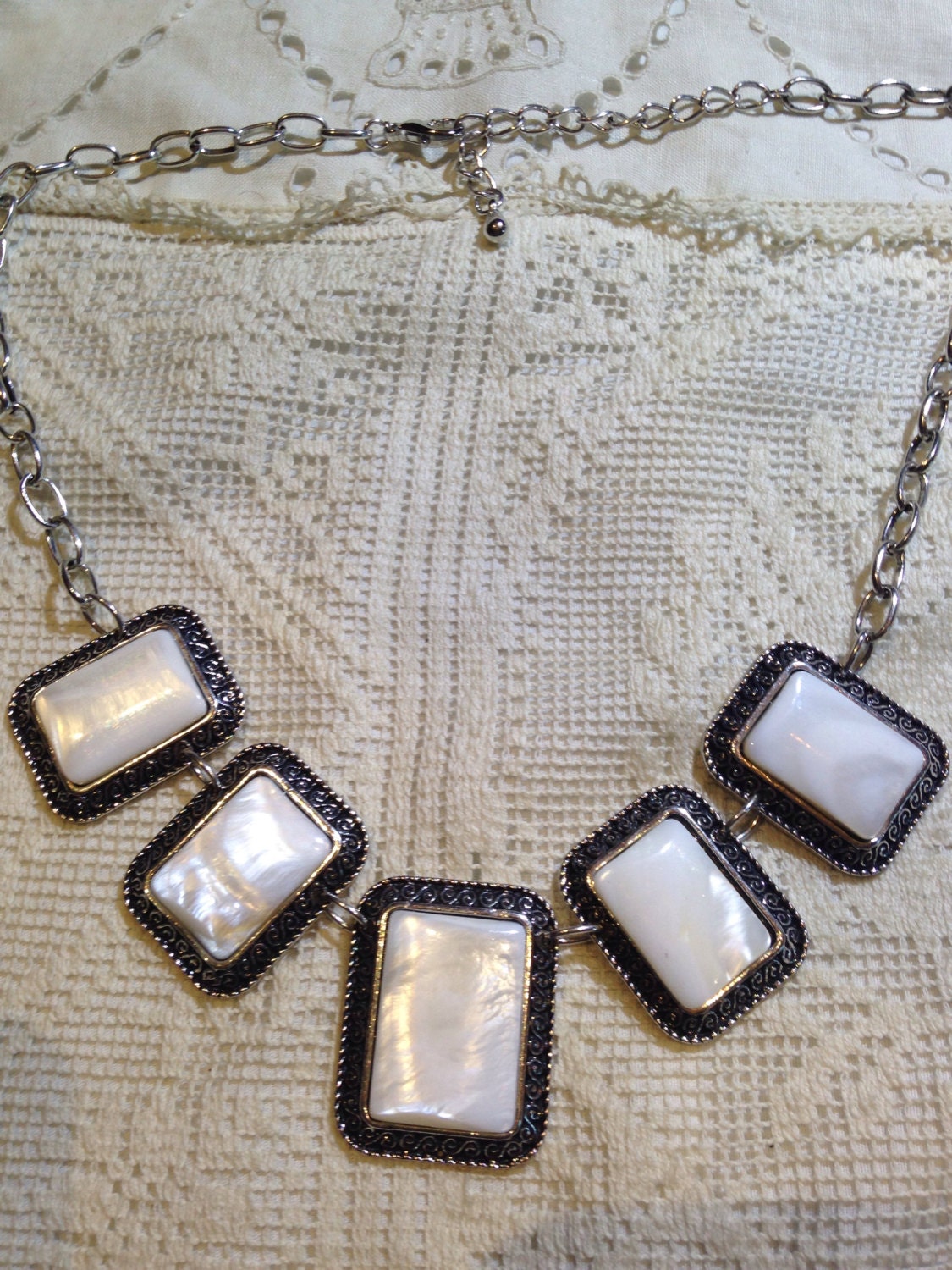 Vintage Genuine Mother of Pearl silver finished Necklace - Walmart.com