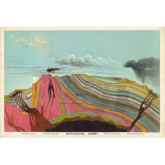 Vintage Geological Chart Geology Print Geology Decor Geology Poster
