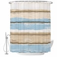 thumbnail image 1 of Vintage Geometric Blue Shower Curtain - Water Repellent Fabric Shower Curtains Washable, Abstract Country Shabby Wood Grain Decorative Polyester Cloth Bathroom Curtains Modern Bath Decor 36"x72", 1 of 6