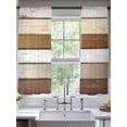 thumbnail image 1 of Vintage Geometric Brown Sheer Curtains for Living Room Bedroom Farmhouse Country Chic Wood Grain Sheer Curtains 63 Inch Long 2 Panels Set Light Filtering Curtain Window Treatments Drapes, 1 of 6