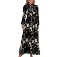 thumbnail image 1 of Vintage Geometric Dress Long Sleeve Blue Mosaic Maxi Dress High Waist Casual Graphic Bohemia Long Dresses Birthday Present, 1 of 5