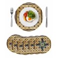 thumbnail image 1 of Vintage Geometric Round 13 Inch Placemats Set of 6, Green Brown Abstract Plaid Checkered HeatResistant Non Slip Place Mats for Dining Table, Wipeable Braided Kitchen Table Mats for Housewarming, 1 of 9