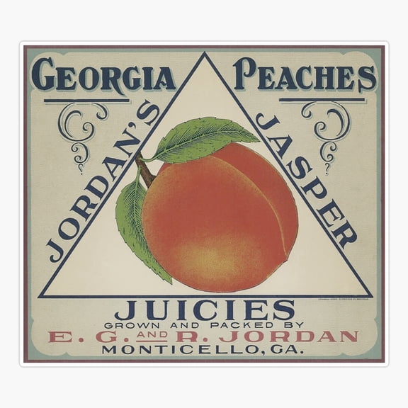 Vintage Georgia Peach Crate Label Er, Phone Decal Water Bottle Stickers Car Decals, Funny Birthday Gift