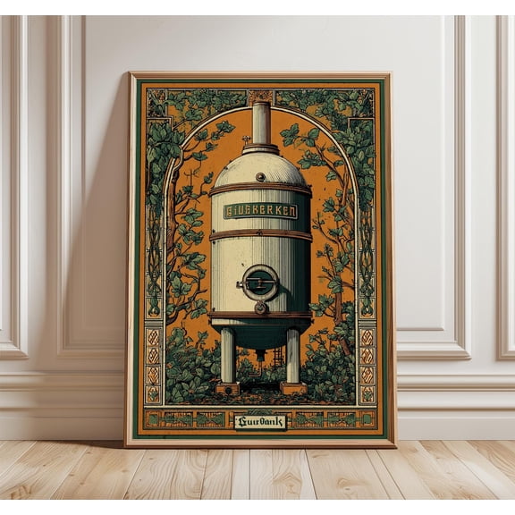 Vintage German Brewery Poster Art Nouveau Copper Tones Beverage Art, Unframed Poster