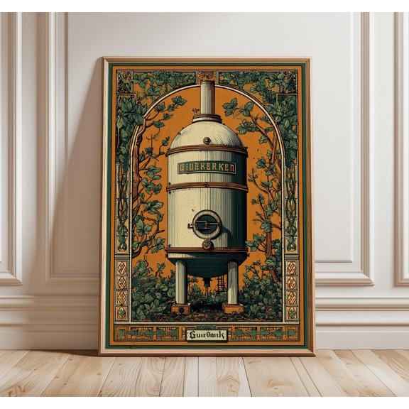 Vintage German Brewery Poster, Art Nouveau Copper Tones Print, Poster Only