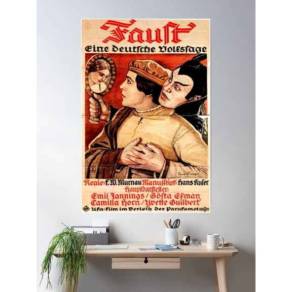Vintage German Movie Poster For Faust Poster Wall Art, Modern Wall Decor For Living Room Bedroom, 12x18 UNFRAMED