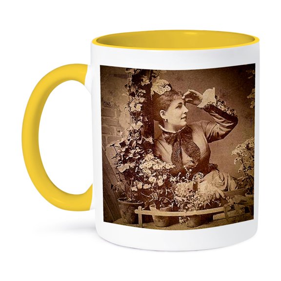 3dRose, Vintage German Stereoview 1890s Berlin Beautfiul Fraulein, 11oz Two-Tone Yellow Mug