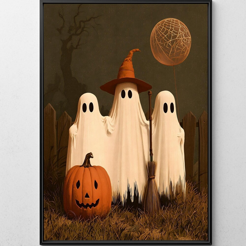 Fun Ghost Poster Vintage Ghost Halloween Poster, Whimsigoth, Cute Witch Ghost for ...