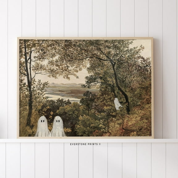 Vintage Ghost Painting Landscape, Spooky Wall Art, Vintage, Ghost Wall Decor, Ghost Art Wall Art, Modern Wall Decor, 8x12 UNFRAMED