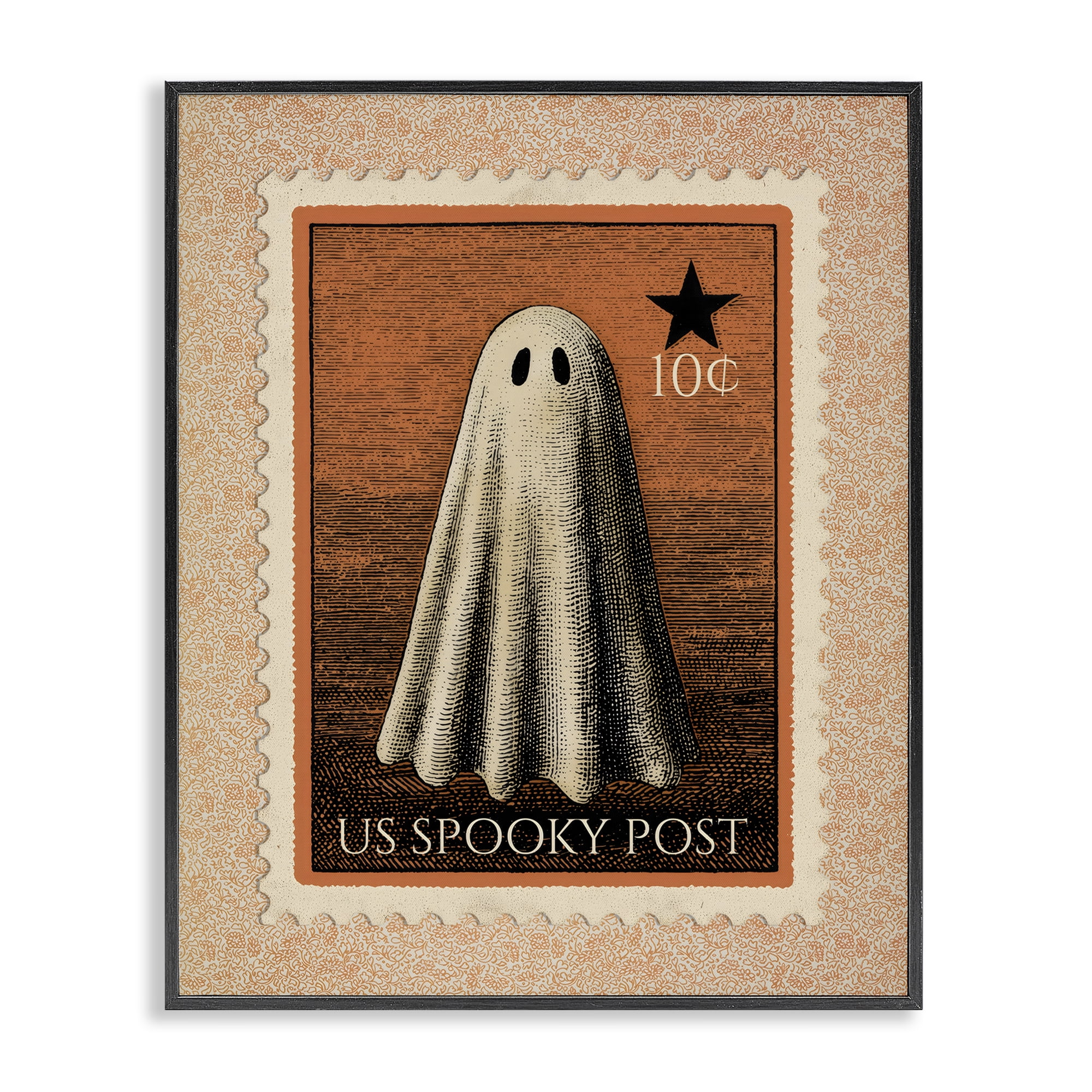 Vintage Ghost Stamp Black Framed Giclee Art, design by Arlington Prints