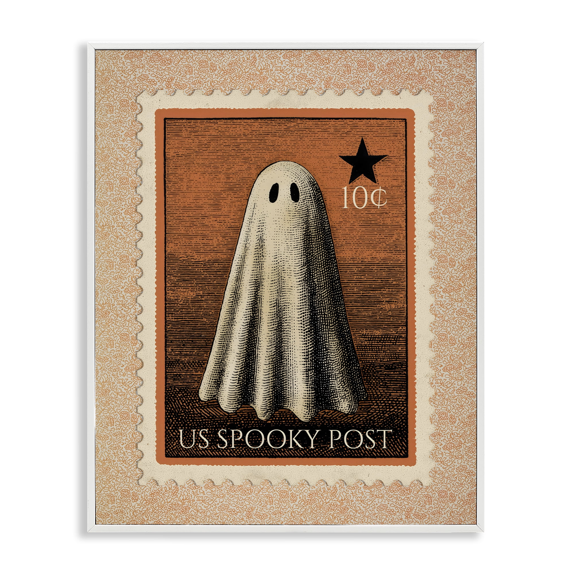 Vintage Ghost Stamp White Framed Giclee Art, design by Arlington Prints