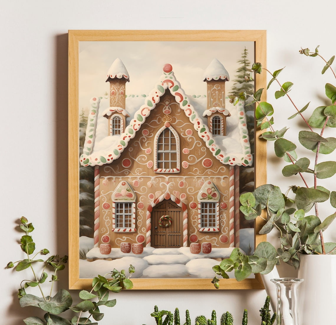 Vintage Gingerbread House Able Poster Seasonal Decor Wall Art Cozy