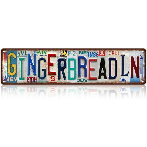 Vintage Gingerbread Ln Wall Decor Street Signs Home Bar Coffee Metal Tin Signs 16 x 4 Inches