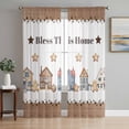 thumbnail image 1 of Vintage Gingerbread Sheer Curtains 72 Inch Length 2 Panels Set, Stars House Retro Art Voile Window Treatment Rod Pocket Curtains Sheers Drapes for Bedroom/Living Room/Kitchen 52"x72"x2, 1 of 7