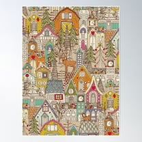 Vintage Gingerbread Town Poster Wall Art, Modern Wall Decor For Living Room Bedroom, 8x12 UNFRAMED