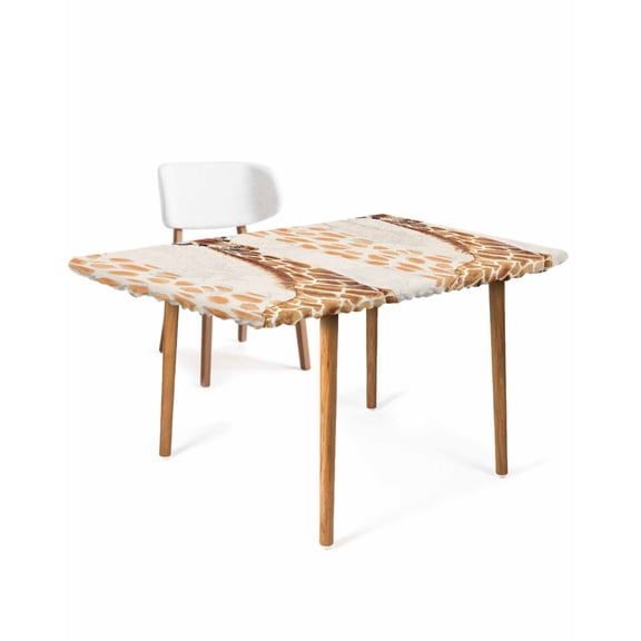 Vintage Giraffe Rectangle Tablecloth, Waterproof Elastic Fitted Table Covers for 4 Foot Tables, 24x50inch Decorative Tablecloths for Picnic, Camping, Indoor, Outdoor, Modern Art Animal Watercolor