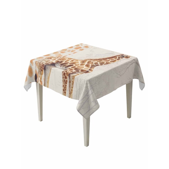 Vintage Giraffe Table Cloth, Waterproof Tablecloth for Square Tables, Modern Art Animal Watercolor Reusable Washable Fabric Table Cover for Restaurant Kitchen Dining Tables 54"x54"