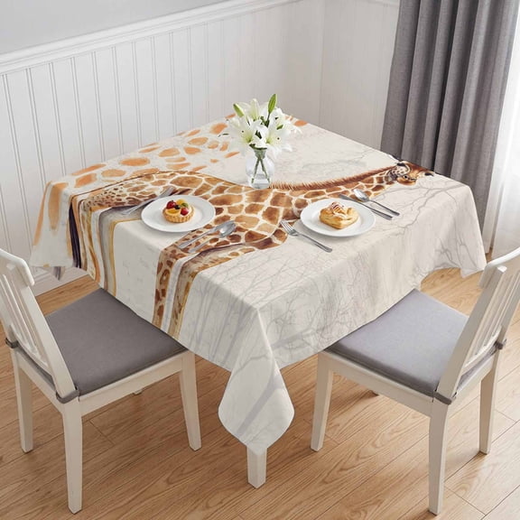 Vintage Giraffe Table Cloth Waterproof Tablecloths, Modern Art Animal Watercolor Tablecloth Dining Table Cover for Kitchen Party Tabletop Outdoor, Square Tablecloth 54x54 Inch