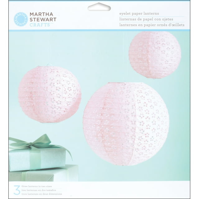 Vintage Girl Eyelet Paper Lanterns Makes 3-Pink, Pk 1, Martha Stewart