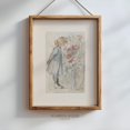 thumbnail image 1 of Vintage Girl & Flowers Print, Whimsical Storybook Art, Spring Nursery Wall Decor, Soft Pastel, Old,Fashioned Nursery, Beige Art Home Decor #1719, Unframed Canvas Size 24x36, 1 of 4