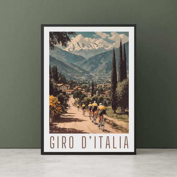 Vintage Giro Ditalia Cycling Poster, Bike Race Wall Art, Unframed Paper Poster 8x10in