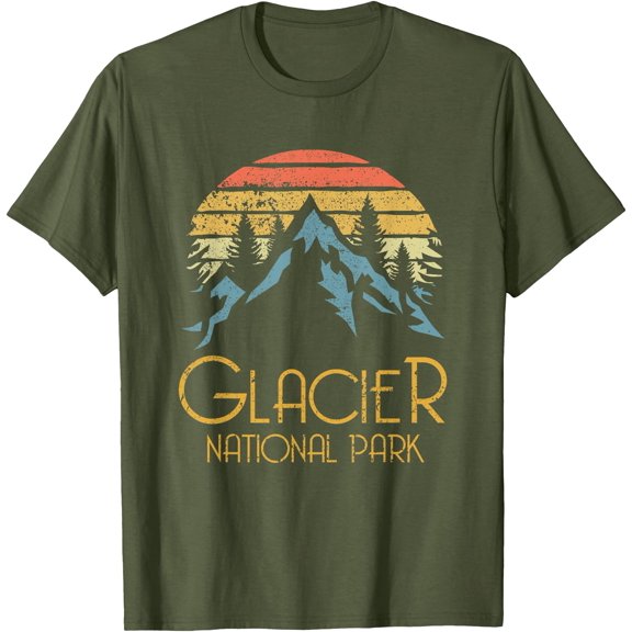 Vintage Glacier National Park Montana Retro Unisex T-Shirt for Men Women Kids Toddler