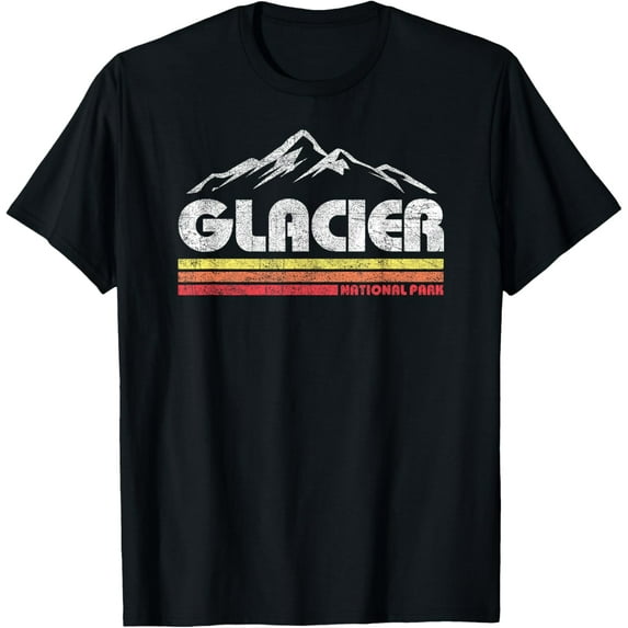 Vintage Glacier National Park Retro Mountain Souvenir T-Shirt