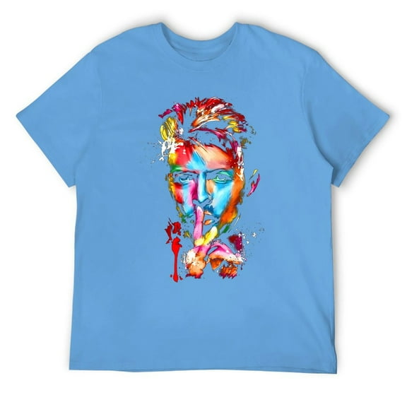 Vintage Glam Rock Graphic T-Shirt, 70s Music Icon Aesthetic Cotton Tee Medium Blue-style L