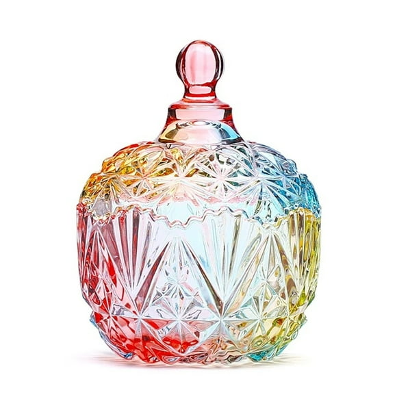 Vintage Glass Apothecary Candy Jar - Multifunctional Centerpiece for Holiday Tables, Party Treat Display & Kitchen Decor | Hand-Blown Retro Colorful Glass Sugar Bowl Candy Jar (Pink)
