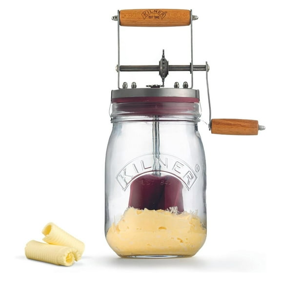 Vintage Glass Butter Churn; Delicious Homemade Butter in as Little as Ten Minutes; Large 34-Fluid Ounce Capacity Butter Churner, 1 EA 1 Count (Pack of 1) Single