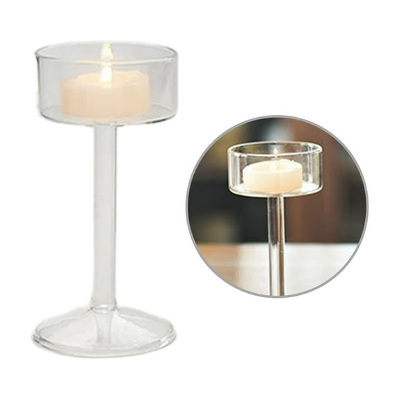 Vintage Glass Candlestick Holder Tall Long Stem Clear Tealight Stand for Home Wedding Table Centerpieces Decors